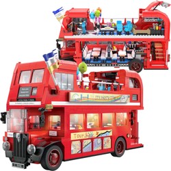 CaDA Stavebnice Červené vozidlo Klasický londýnský turistický autobus double-decker 1770 dílků