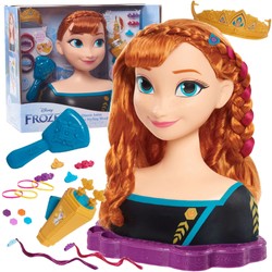 Deluxe Princess Disney česací a stylingová hlava panenky Anna Ledové království +příslušenství