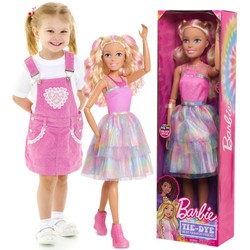 Velká panenka Barbie blondýnka v módním barevném oblečku 70 cm kravata pohyblivé ruce a hlava