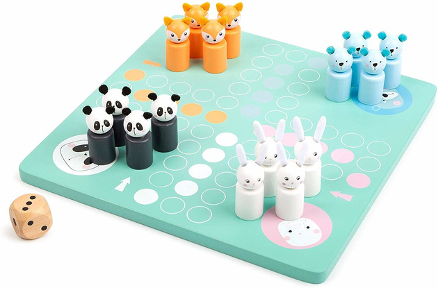 Malá nožní hra Ludo Animals Pastelová dřevěná hra Chinaman's Game
