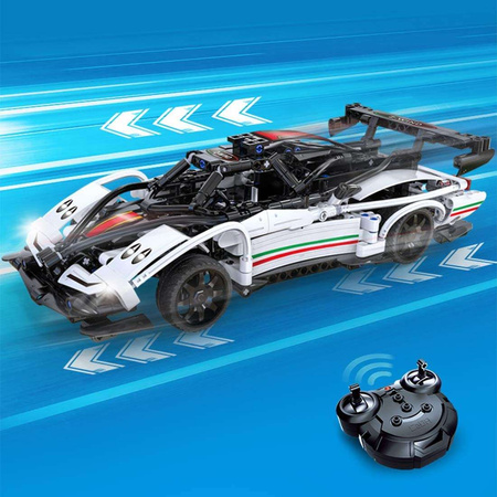 CaDA Construction Blocks Dálkově ovládané vozidlo Z-Wind White RC Racing Car 457 kusů Dual Mode