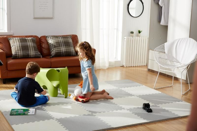 Humbi Foam Puzzle Pěnová podložka 62x62x1 cm 4 ks Cream Grey