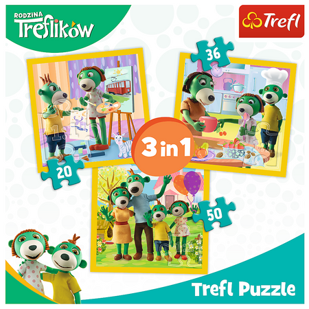 Trefl 34850 Puzzle 3v1 Rodina Treflíkových