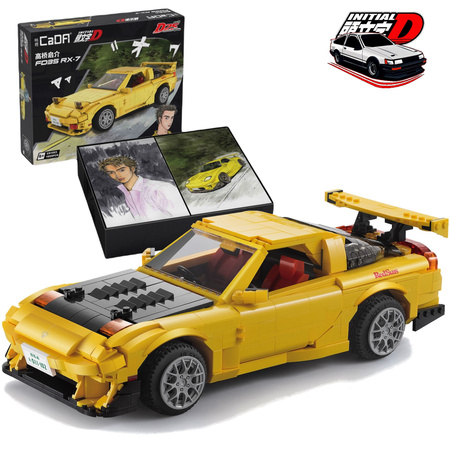 CaDA Stavebnice Auto 35 cm městské auto žluté Mazda RX-7 manga Initial D 1655 prvků