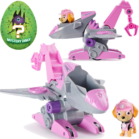 Psi Patrol Dino Rescue Skye + tryskové vozidlo + dinosaurus