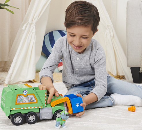 Figurka Psi Patrol Rocky a velké recyklační popelářské auto + příslušenství