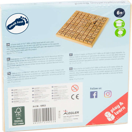 Malá dřevěná tabulka pro násobení