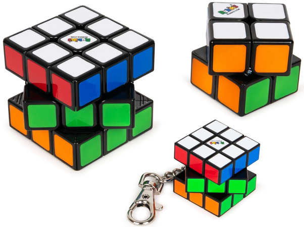 3W1 set Originální klasický hlavolam Rubikova kostka Mini kostka na klíče Rubik's (2 kostky + kroužek na klíče)