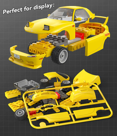 CaDA stavební cihly žlutá Mazda RX-7 FD3S Initial D auto 66 kusů 1:35