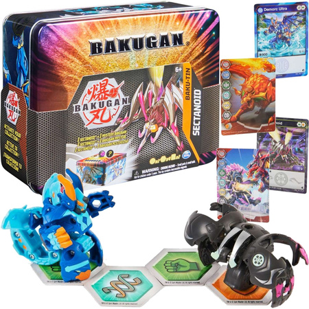 Bakugan Baku-Tin box plechovka + 2 figurky a karty Sectanoid