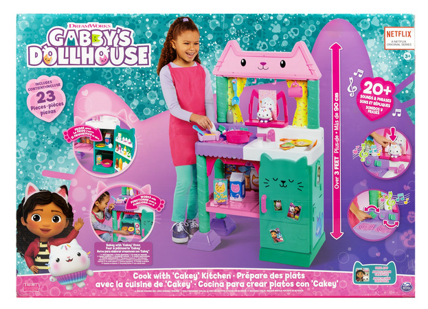 Gabby's Dollhouse Interaktivní kuchyňka Cakey 90cm 23 prvků, vařte s Gabi