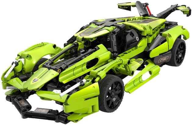 CaDA Construction Blocks Dálkově ovládané velké sportovní auto Green Blade Car 432 kusů RC Dual Mode