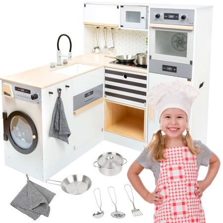 Velká dřevěná dětská modulární kuchyňka XL domácí spotřebiče 3v1 premium