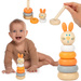 Dřevěná věž Králíček Pyramida z kruhů Puzzle Montessori Small Foot