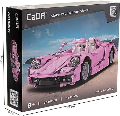 CaDA stavebnice auto velké růžové Convertible Pink Holiday 1181 dílků