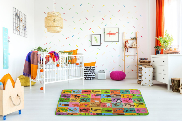 Humbi pěnová oboustranná vzdělávací podložka Šachovnice kontrastní obrázky Polská abeceda 180 x 120 x 1 cm