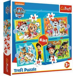 Tlapková patrola barevná sada puzzle 4v1 Happy Dog Patrol Team 71 prvků Trefl