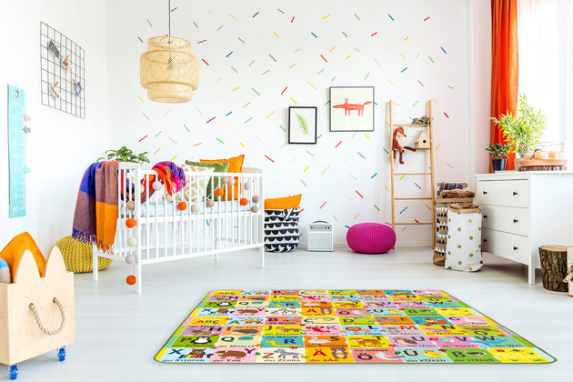 Humbi oboustranná výuková pěnová podložka s německou abecedou EPE 180x150x1 cm