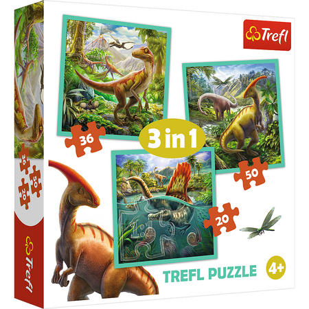 Trefl Puzzle 3v1 Neobyčejný svět dinosaurů 34837 106 prvků