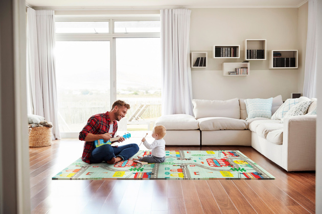 Humbi Oboustranná skládací vzdělávací podložka z pěny XPE 200x180x1 lesní ulice