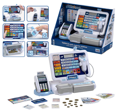 Pokladna pro hračkářství s terminálem a skenerem + příslušenství pro dětské domácí spotřebiče Zvuk Klein