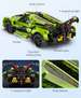 CaDA Construction Blocks Dálkově ovládané velké sportovní auto Green Blade Car 432 kusů RC Dual Mode