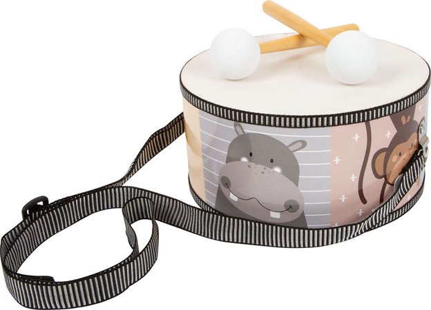 Dřevěný buben Wild Animals s popruhem a paličkami