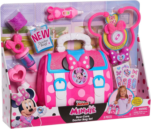 Disney Myszka Minnie Duży zestaw lekarski Lekarz Apteczka 8 elementów światło/dźwięk
