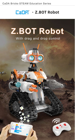Stavební bloková sada Robot na dálkové ovládání Z.BOT kód Robot světlo LED 462 prvky RC CaDA