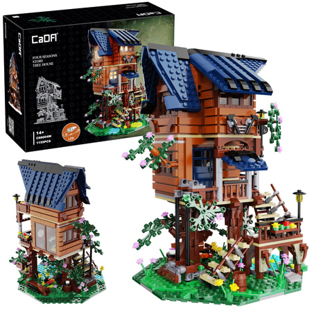 CaDA stavební kostky sada Four Seasons Tree House 1155 kusů LED světlo