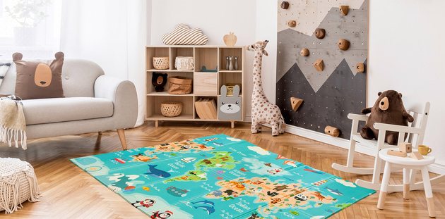 Humbi Oboustranná skládací vzdělávací pěnová podložka XPE 200x180x1 Miarka Streets