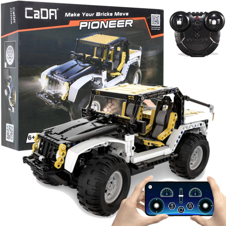 CaDA Building Blocks Pioneer Dálkově ovládaná vláčkodráha bílá RC auto 542 kusů 