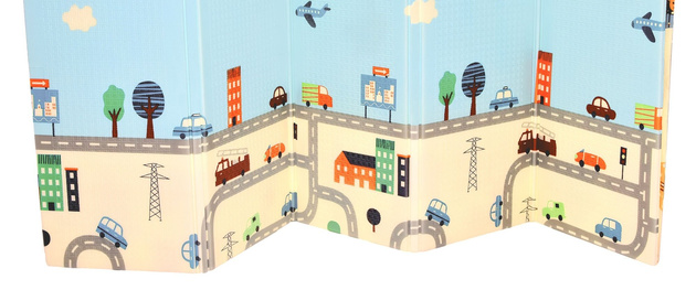 Humbi Oboustranná skládací vzdělávací podložka z XPE pěny 150x180x1cm Londýn, autobus, ulice, Miasto