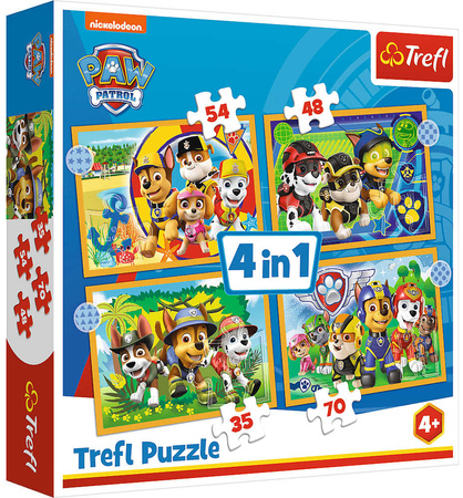 Puzzle 4v1 Dovolená Tlapková patrola Trefl 