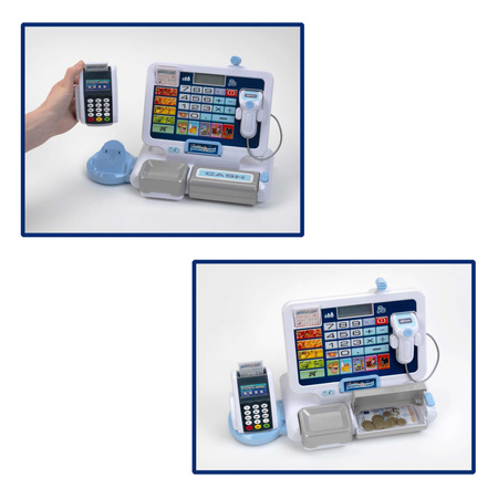 Pokladna pro hračkářství s terminálem a skenerem + příslušenství pro dětské domácí spotřebiče Zvuk Klein