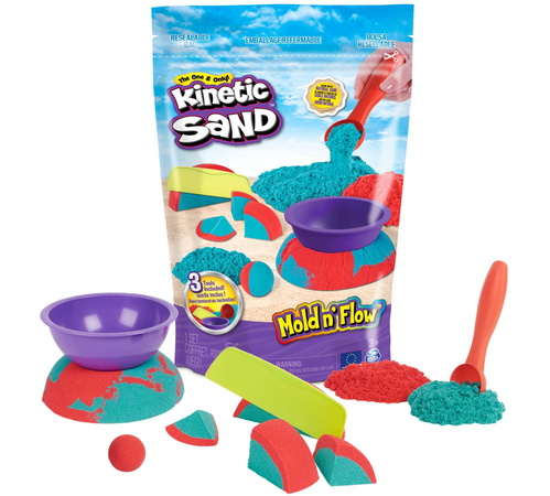Kinetický písek Kinetic Sand Mo ld 'n Flow 2 barvy + 3 doplňky