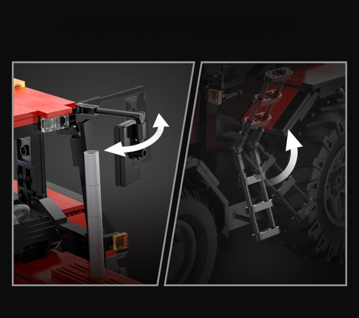 CaDA Stavební kostky Dálkově ovládaný červený traktor Zemědělský stroj RC traktor 1675 kusů