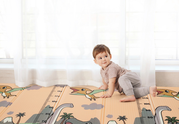 Humbi Tlustá vzdělávací podložka 2 v 1 z pěny XPE 200x180 Dinosauři Zvířata Písmena Spalničky