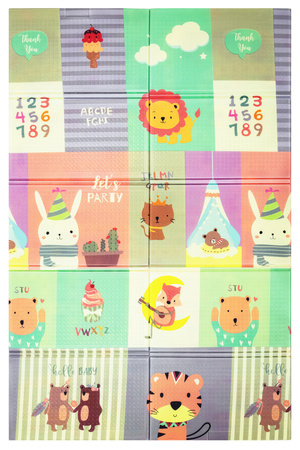 Humbi Oboustranná skládací vzdělávací podložka z XPE pěny 120x180x1cm Zvířata, písmena, čísla Ulice