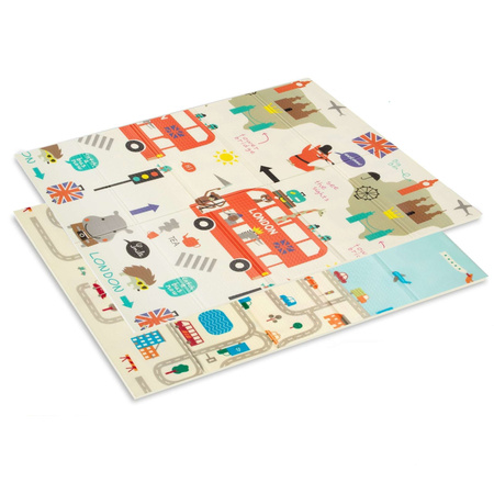 Humbi Oboustranná skládací vzdělávací podložka z XPE pěny 120x180x1cm Londýn, autobus, ulice, Miasto