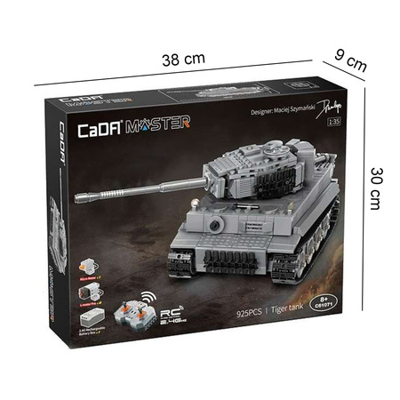 CaDA Construction Blocks Tiger Grey RC Tank na dálkové ovládání 925 dílků