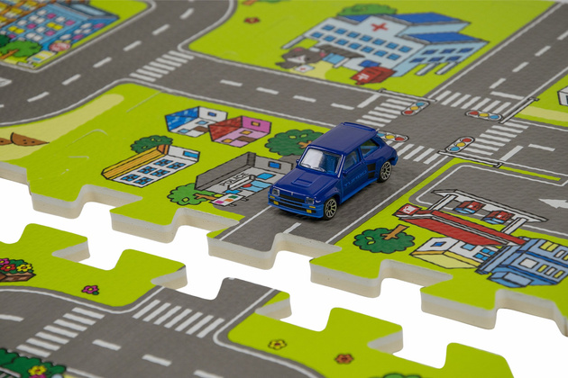 Humbi Puzzle piankowe Mata piankowa Miasto Uliczki 31,5 x 31,5 x 1cm 9 szt.