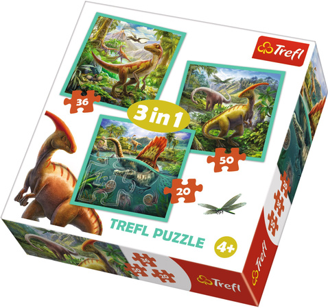Trefl Puzzle 3v1 Neobyčejný svět dinosaurů 34837 106 prvků