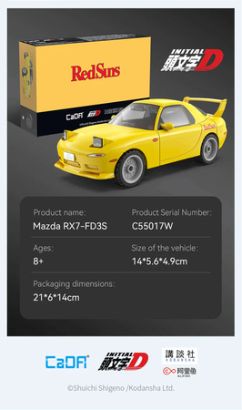 CaDA stavební cihly žlutá Mazda RX-7 FD3S Initial D auto 66 kusů 1:35