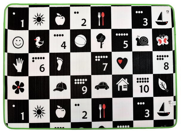 Humbi pěnová oboustranná vzdělávací podložka Šachovnice kontrastní obrázky Polská abeceda 180 x 120 x 1 cm