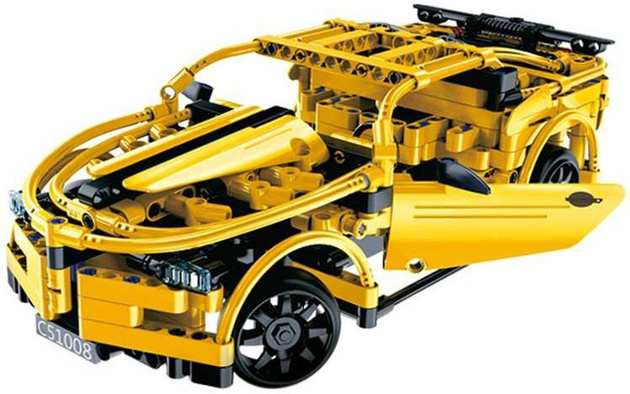 Stavební kostky CaDA Hi-Tech Závodní auto na dálkové ovládání Žluté sportovní auto 30 cm Sportovní auto 419 kusů RC