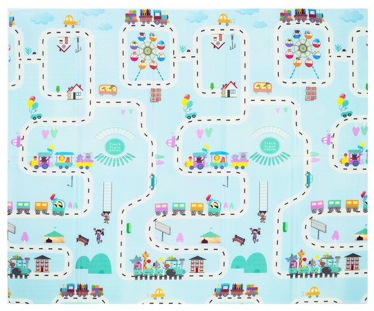 Humbi Oboustranná skládací vzdělávací podložka z XPE pěny 150x180x1cm Zvířata, písmena, čísla Ulice