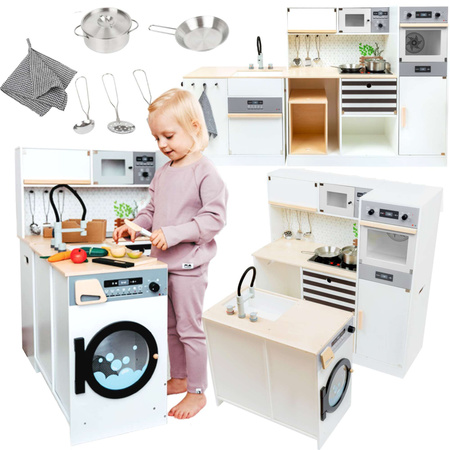 Velká dřevěná dětská modulární kuchyňka XL domácí spotřebiče 3v1 premium