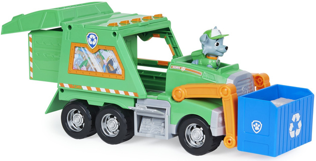 Figurka Psi Patrol Rocky a velké recyklační popelářské auto + příslušenství