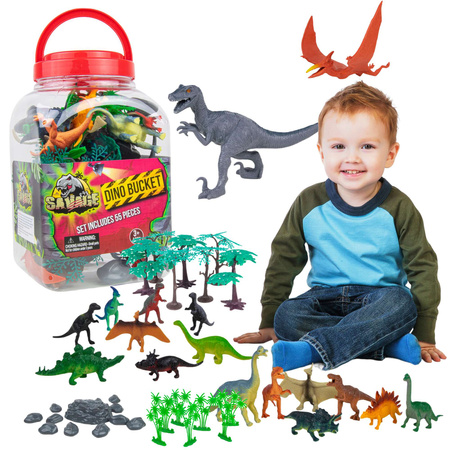 Jurský svět velká sada dinosaurů, figurky v kontejneru, 55 dílků